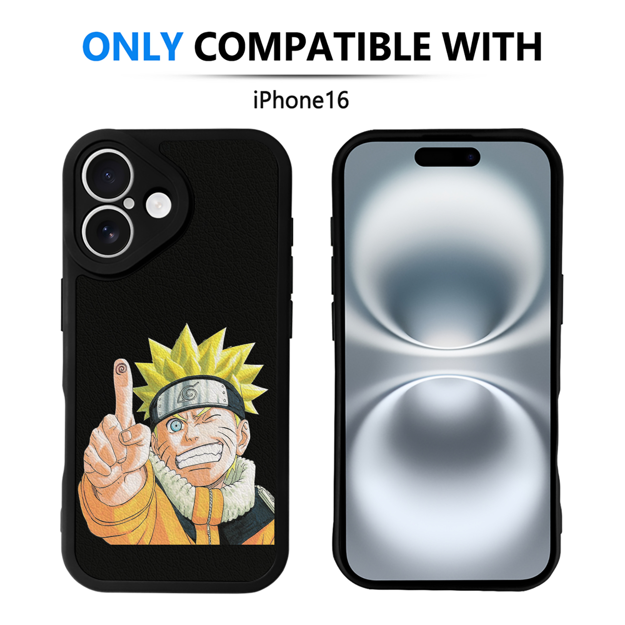 （画像用） NARUTO -ナルト- うずまき ナルト Uzumaki Naruto 【iPhone 16シリーズ対応】シリコンスマホケース（レザー調） 材質：シリコン